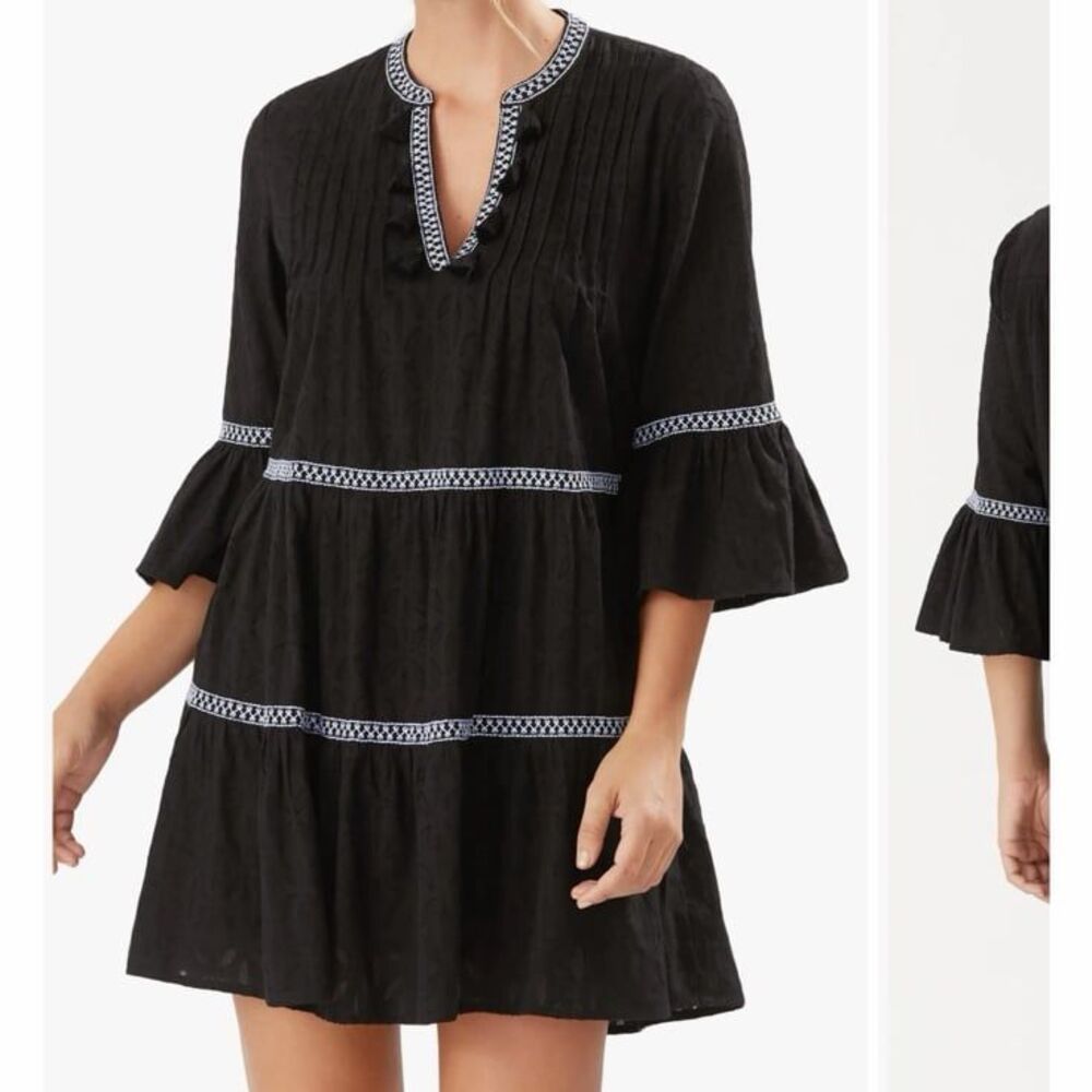 Tommy Bahama Embroidered Tiered Cotton Dress